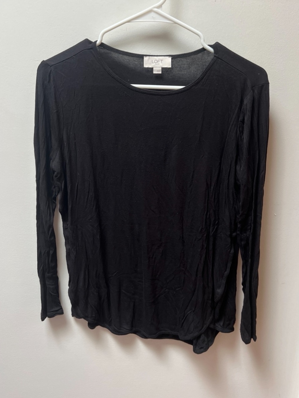 LOFT Outlet Black Long Sleeve Stretch Knit Top Size Small